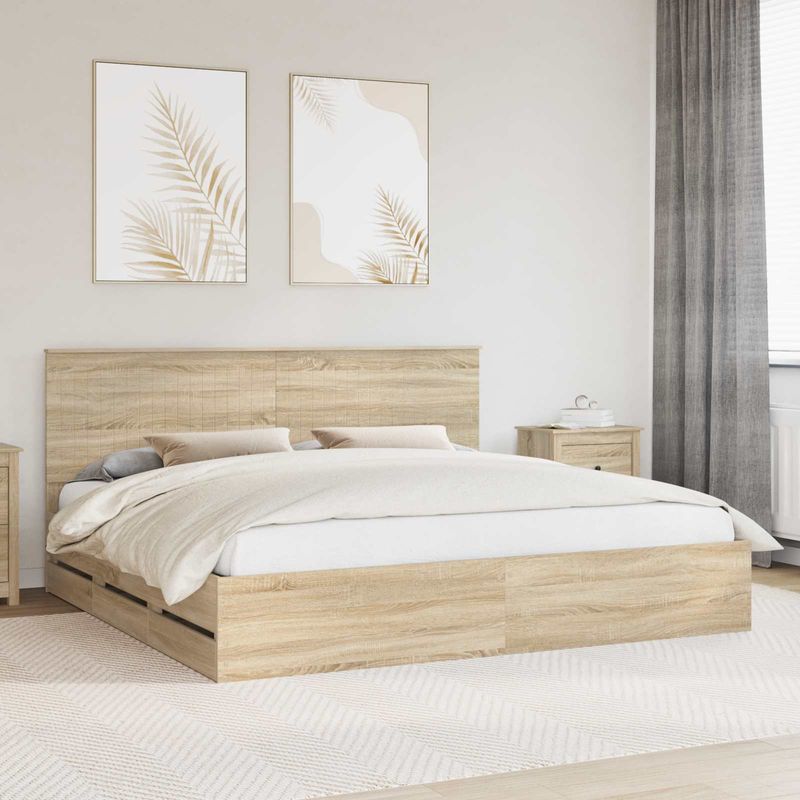 Casa si Gradina - Mobilier - Paturi si accesorii - Paturi - Cadru de pat Stejar Sonoma 200 x 200 cm Lemn Ingineresc - Infinity.ro