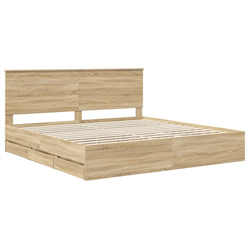 Casa si Gradina - Mobilier - Paturi si accesorii - Paturi - Cadru de pat Stejar Sonoma 200 x 200 cm Lemn Ingineresc - Infinity.ro