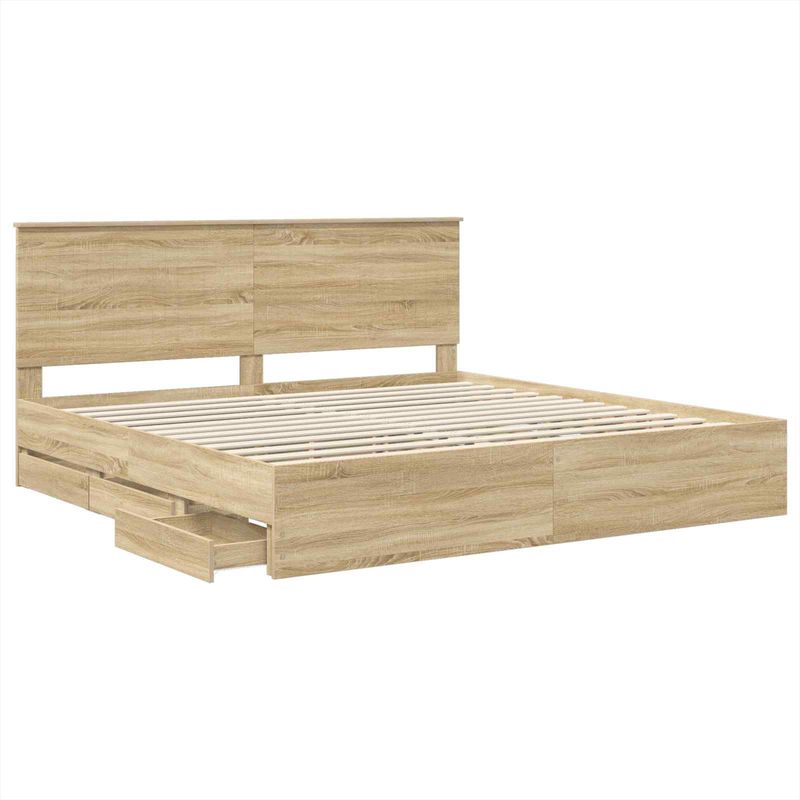 Casa si Gradina - Mobilier - Paturi si accesorii - Paturi - Cadru de pat Stejar Sonoma 200 x 200 cm Lemn Ingineresc - Infinity.ro