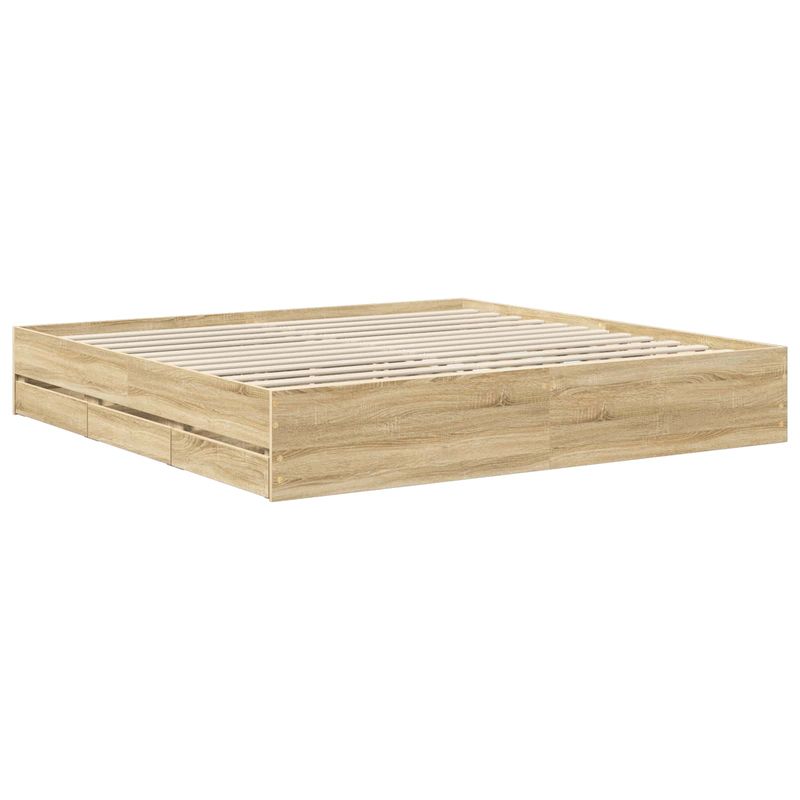 Casa si Gradina - Mobilier - Paturi si accesorii - Paturi - Cadru de pat Stejar Sonoma 200 x 200 cm Lemn Ingineresc - Infinity.ro