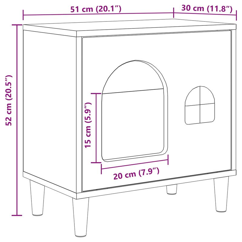 Petshop - Accesorii petshop - Culcusuri si custi - Custi interior si exterior - Casa pentru pisici Alb Lucios 51 x 30 x 52 cm Lemn compozit - Infinity.ro
