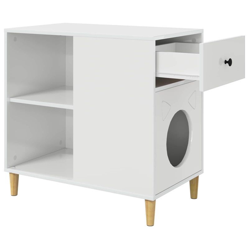 Petshop - Accesorii petshop - Culcusuri si custi - Custi interior si exterior - Casa pentru pisici Alb Lucios 72 x 42.5 x 70 cm Lemn compozit - Infinity.ro