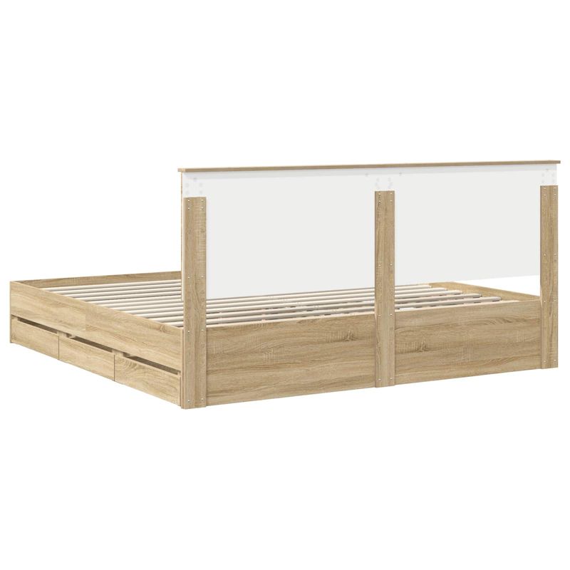 Casa si Gradina - Mobilier - Paturi si accesorii - Paturi - Cadru de pat Stejar Sonoma 200 x 200 cm Lemn Ingineresc - Infinity.ro