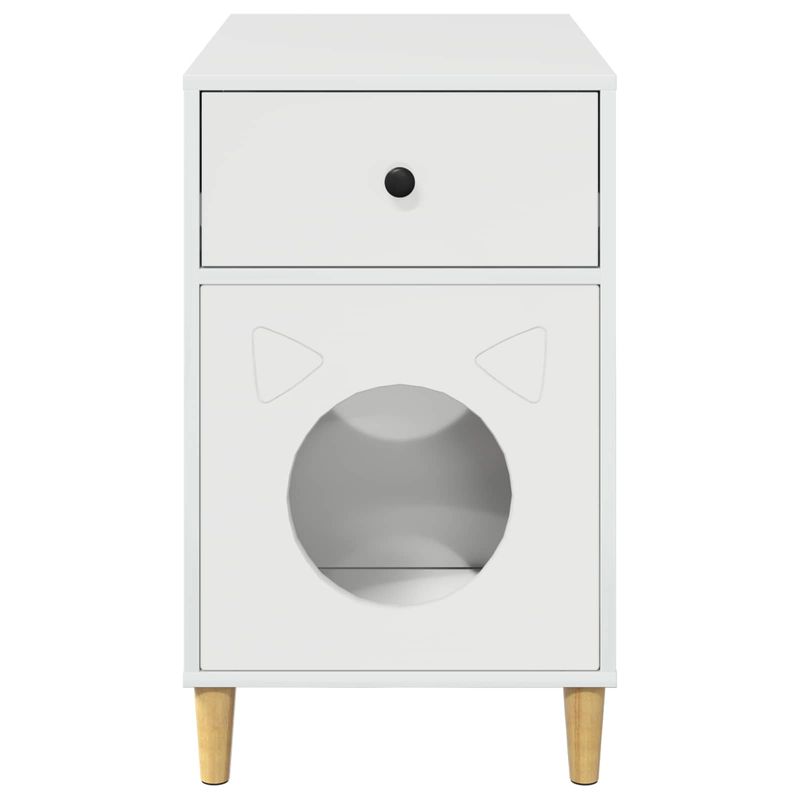 Petshop - Accesorii petshop - Culcusuri si custi - Custi interior si exterior - Casa pentru pisici Alb Lucios 72 x 42.5 x 70 cm Lemn compozit - Infinity.ro