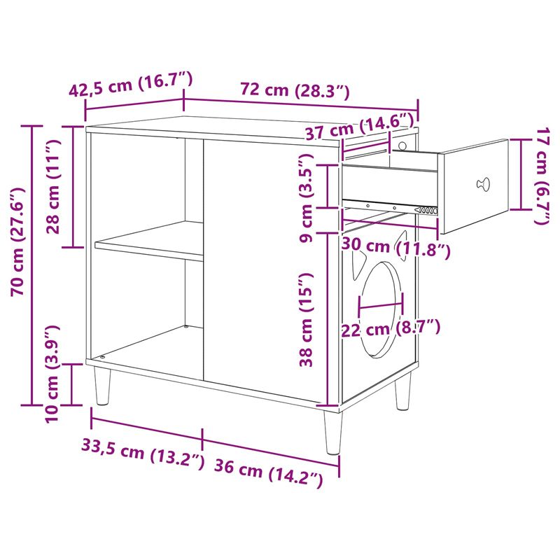 Petshop - Accesorii petshop - Culcusuri si custi - Custi interior si exterior - Casa pentru pisici Alb Lucios 72 x 42.5 x 70 cm Lemn compozit - Infinity.ro