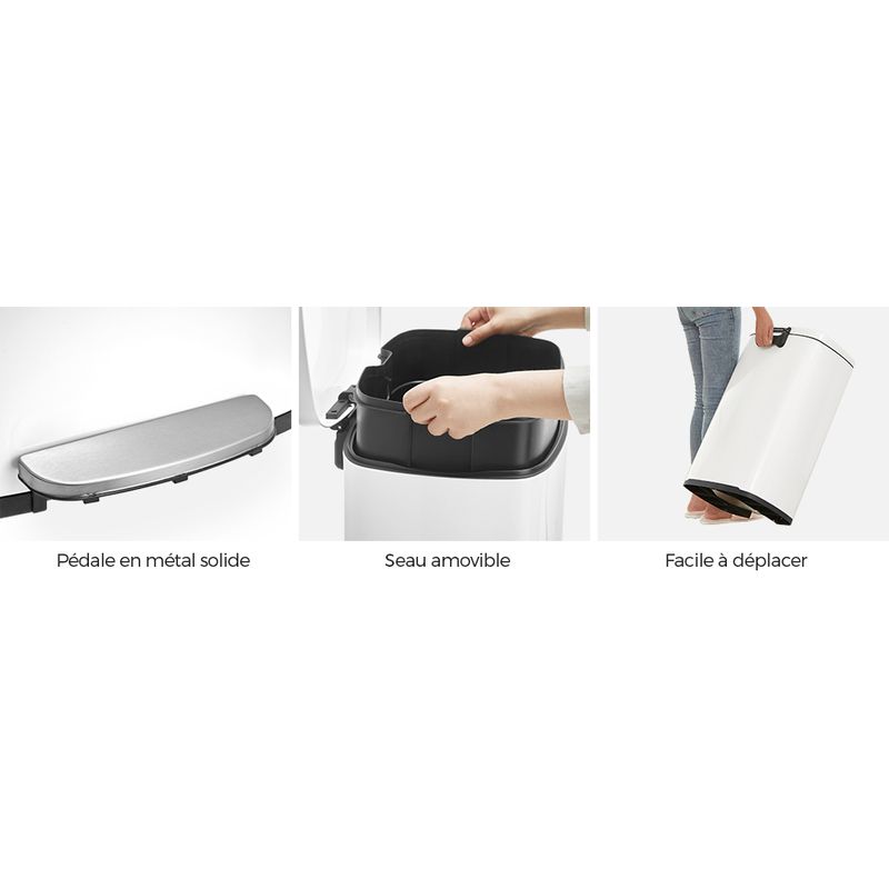 Casa si Gradina - Mobilier - Organizare si depozitare - Cosuri de gunoi - Cos de gunoi din otel cu pedala, galeata interioara plastic, capac inchidere lenta, 50L, 43x32x66cm, alb - Infinity.ro