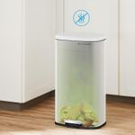 Casa si Gradina - Mobilier - Organizare si depozitare - Cosuri de gunoi - Cos de gunoi din otel cu pedala, galeata interioara plastic, capac inchidere lenta, 50L, 43x32x66cm, alb - Infinity.ro