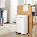 Casa si Gradina - Mobilier - Organizare si depozitare - Cosuri de gunoi - Cos de gunoi din otel cu pedala, galeata interioara plastic, capac inchidere lenta, 50L, 43x32x66cm, alb - Infinity.ro