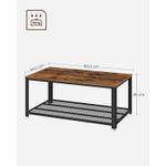 Casa si Gradina - Mobilier - Mese si birouri - Masute de cafea - Masuta de cafea, cu cadru metalic, raft de depozitare, pentru living, 45x106x60cm, stil industrial, maro rustic - Infinity.ro