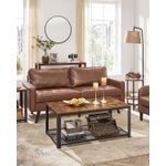 Casa si Gradina - Mobilier - Mese si birouri - Masute de cafea - Masuta de cafea, cu cadru metalic, raft de depozitare, pentru living, 45x106x60cm, stil industrial, maro rustic - Infinity.ro