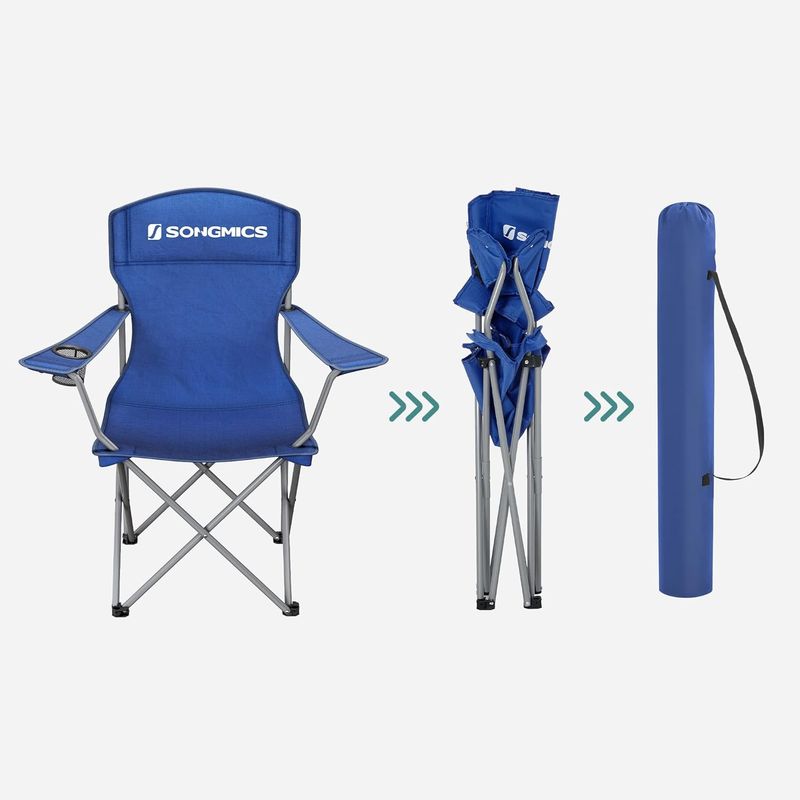 Casa si Gradina - Mobilier - Scaune si fotolii - Scaune - Set 2 scaune pliabile de camping sau pescuit, suport pahar, maxim 150kg, albastru - Infinity.ro