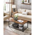 Casa si Gradina - Mobilier - Mese si birouri - Masute de cafea - Masuta de cafea, cu cadru metalic, raft de depozitare, pentru living, 45x106x60cm, stil industrial, maro rustic - Infinity.ro