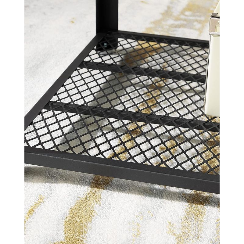Casa si Gradina - Mobilier - Mese si birouri - Masute de cafea - Masuta de cafea, cu cadru metalic, raft de depozitare, pentru living, 45x106x60cm, stil industrial, maro rustic - Infinity.ro