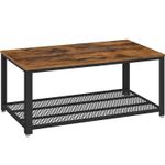 Casa si Gradina - Mobilier - Mese si birouri - Masute de cafea - Masuta de cafea, cu cadru metalic, raft de depozitare, pentru living, 45x106x60cm, stil industrial, maro rustic - Infinity.ro