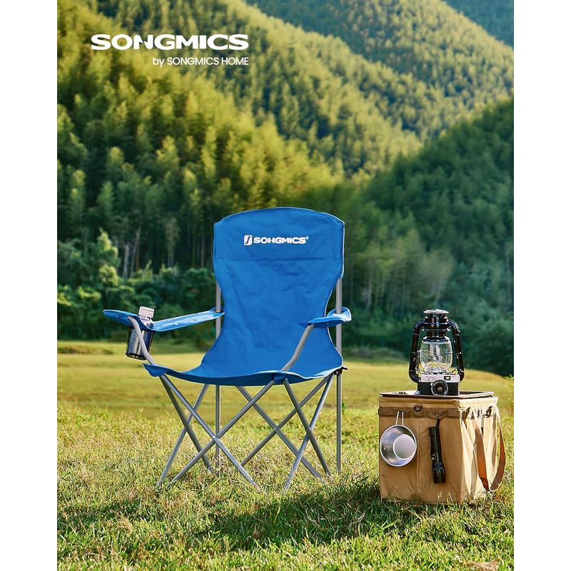 Casa si Gradina - Mobilier - Scaune si fotolii - Scaune - Set 2 scaune pliabile de camping sau pescuit, suport pahar, maxim 150kg, albastru - Infinity.ro