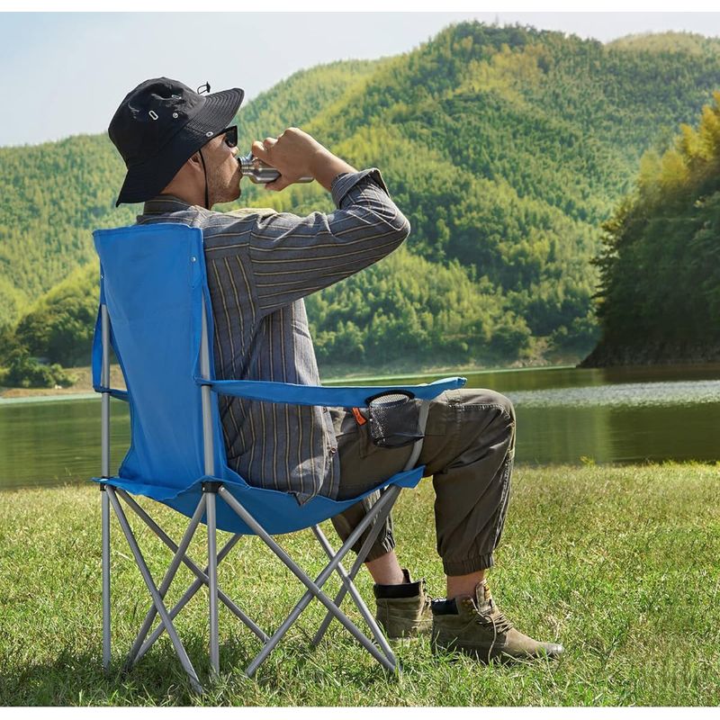 Casa si Gradina - Mobilier - Scaune si fotolii - Scaune - Set 2 scaune pliabile de camping sau pescuit, suport pahar, maxim 150kg, albastru - Infinity.ro