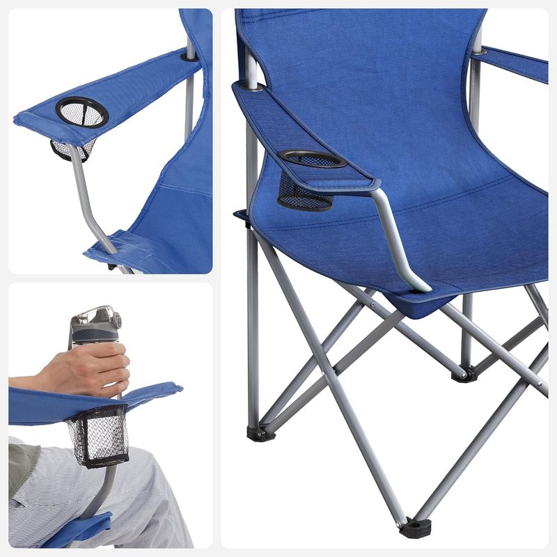 Casa si Gradina - Mobilier - Scaune si fotolii - Scaune - Set 2 scaune pliabile de camping sau pescuit, suport pahar, maxim 150kg, albastru - Infinity.ro