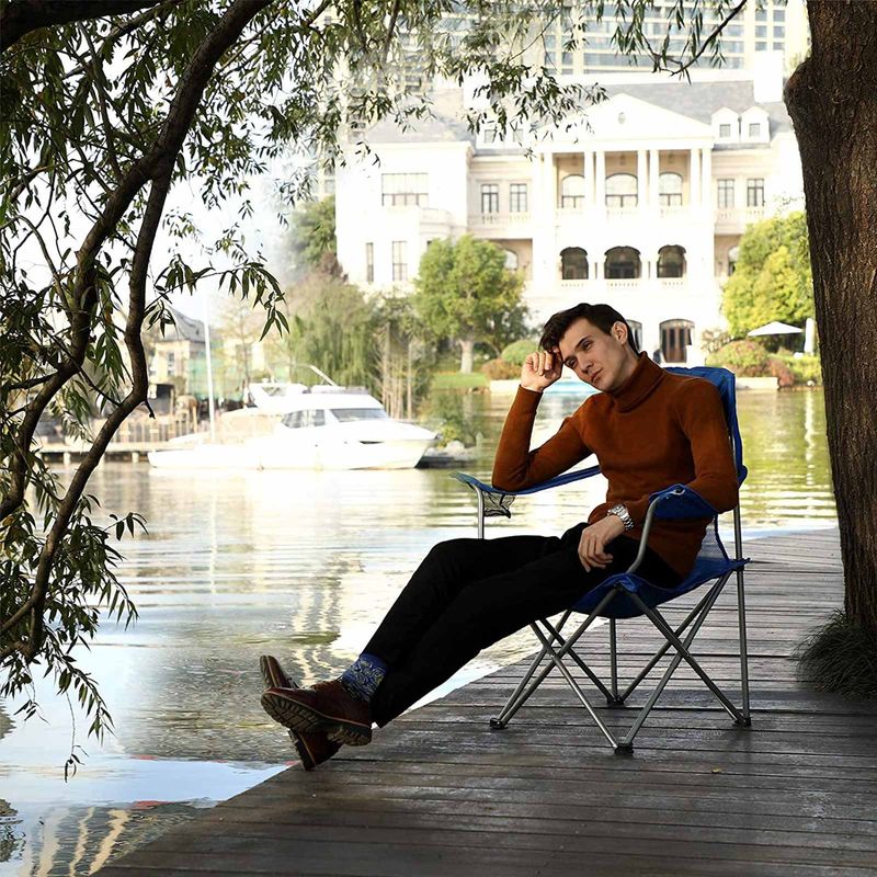 Casa si Gradina - Mobilier - Scaune si fotolii - Scaune - Set 2 scaune pliabile de camping sau pescuit, suport pahar, maxim 150kg, albastru - Infinity.ro