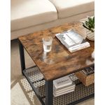 Casa si Gradina - Mobilier - Mese si birouri - Masute de cafea - Masuta de cafea, cu cadru metalic, raft de depozitare, pentru living, 45x106x60cm, stil industrial, maro rustic - Infinity.ro