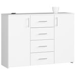 Casa si Gradina - Mobilier - Comode si corpuri - Comode - Comoda cu 4 sertare si 2 usi, PAL laminat, 110x35x80 cm, alb mat - Infinity.ro