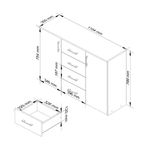 Casa si Gradina - Mobilier - Comode si corpuri - Comode - Comoda cu 4 sertare si 2 usi, PAL laminat, 110x35x80 cm, alb mat - Infinity.ro