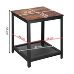 Casa si Gradina - Mobilier - Comode si corpuri - Noptiere - Masa de cafea patrata, noptiera cu cadru otel si polita de depozitare, 45x45x55 cm, maro rustic - Infinity.ro
