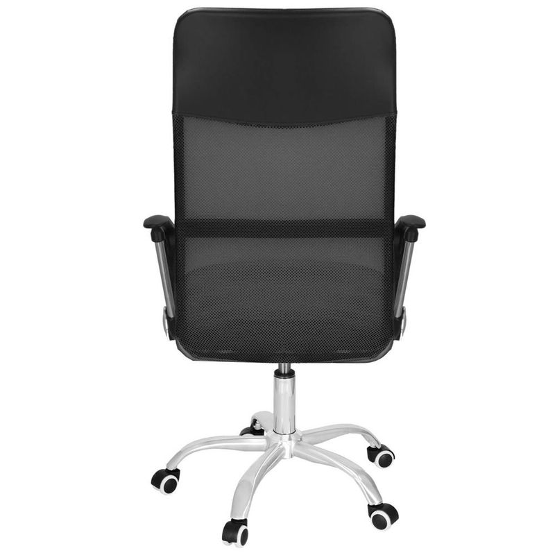 Casa si Gradina - Mobilier - Scaune si fotolii - Scaune - Scaun birou reglabil, ergonomic, cu spatar din microplasa respirabila si baza metalica cromata, 117x58x60 cm, negru - Infinity.ro