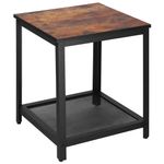Casa si Gradina - Mobilier - Comode si corpuri - Noptiere - Masa de cafea patrata, noptiera cu cadru otel si polita de depozitare, 45x45x55 cm, maro rustic - Infinity.ro