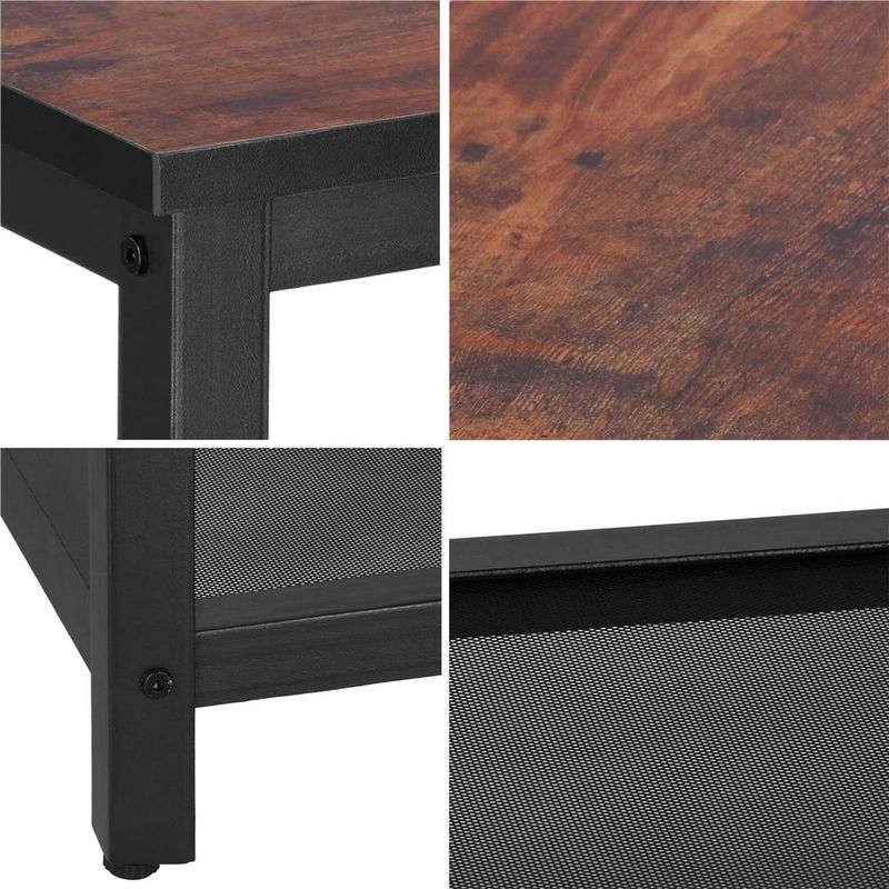Casa si Gradina - Mobilier - Comode si corpuri - Noptiere - Masa de cafea patrata, noptiera cu cadru otel si polita de depozitare, 45x45x55 cm, maro rustic - Infinity.ro