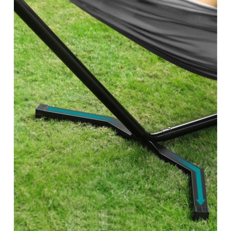 Casa si Gradina - Gradina si terasa - Balansoare si hamace - Balansoare - Hamac cu cadru metalic, reglabil la 5 inaltimi, maxim 240 kg, 300x90x95cm, gri - Infinity.ro