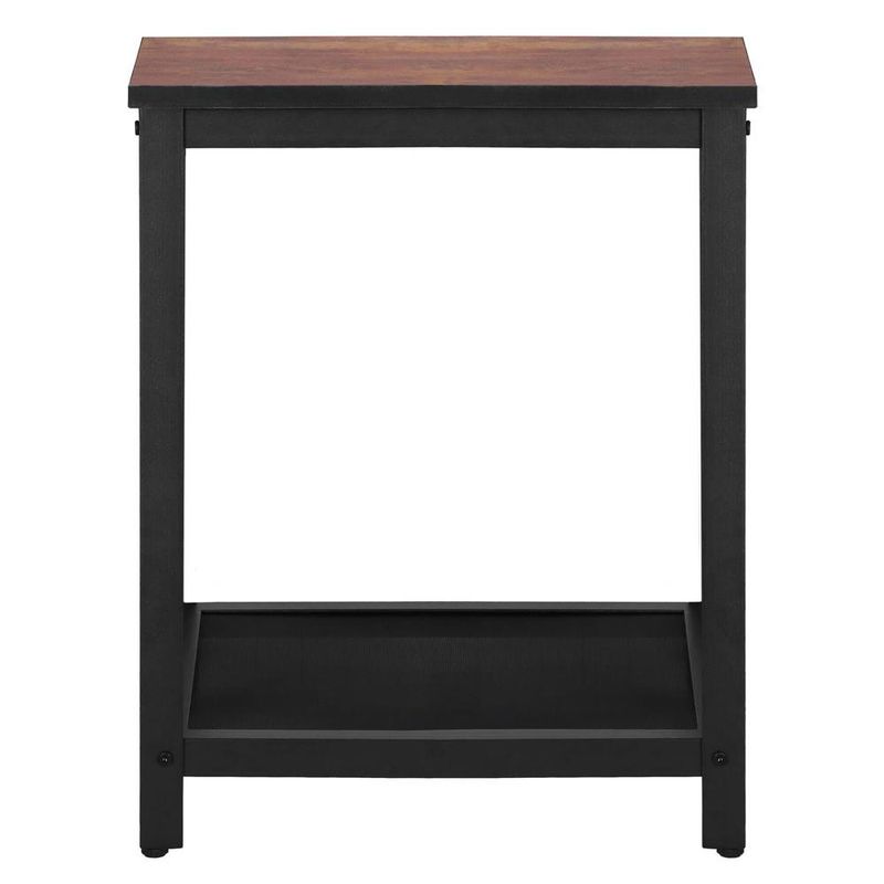 Casa si Gradina - Mobilier - Comode si corpuri - Noptiere - Masa de cafea patrata, noptiera cu cadru otel si polita de depozitare, 45x45x55 cm, maro rustic - Infinity.ro