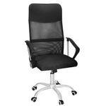 Casa si Gradina - Mobilier - Scaune si fotolii - Scaune - Scaun birou reglabil, ergonomic, cu spatar din microplasa respirabila si baza metalica cromata, 117x58x60 cm, negru - Infinity.ro