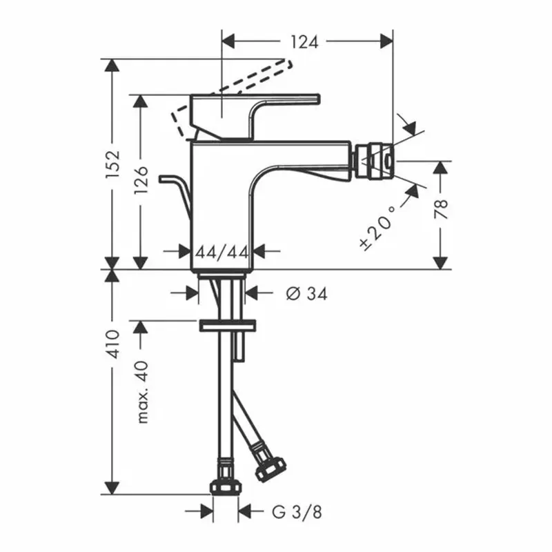 Casa si Gradina - Sanitare - Lavoar baie si accesorii - Baterii sanitare - Baterie bideu Hansgrohe Vernis Shape monocomanda crom lucios - Infinity.ro