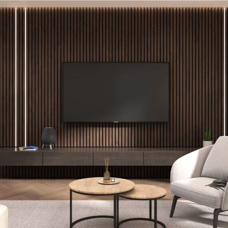 Casa si Gradina - Gradina si terasa - Garduri, panouri si accesorii - Riflaj MDF decorativ LDA PREMIUM de tip Panou Acustic, Stejar Maro inchis, 260x40 cm - Infinity.ro