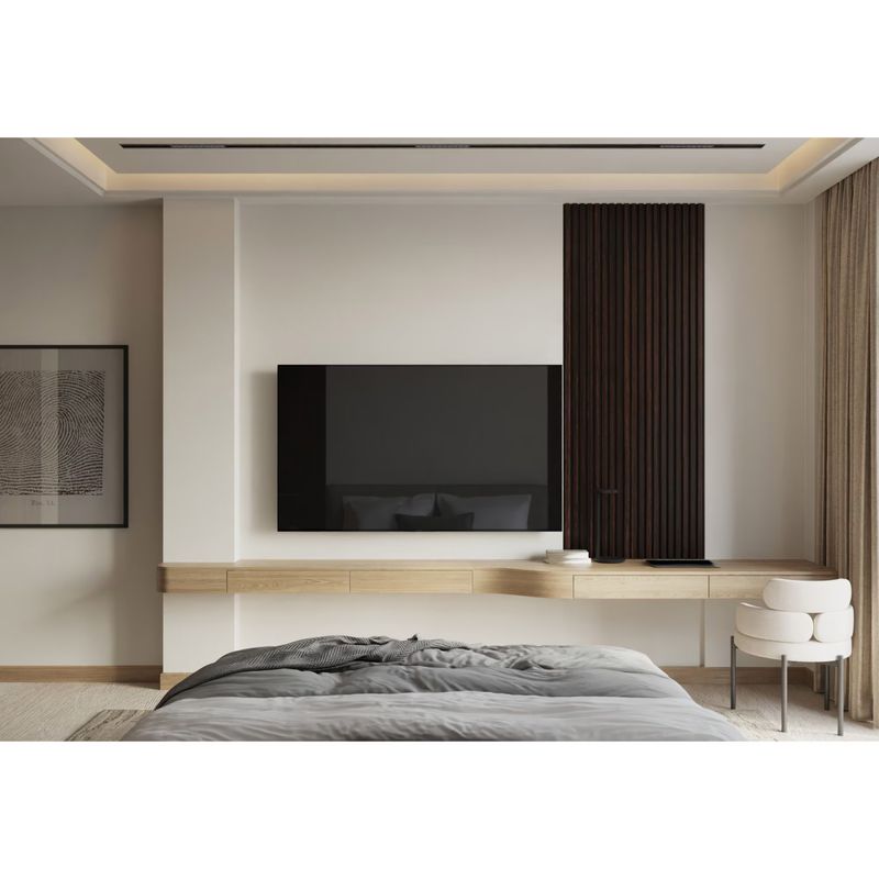 Casa si Gradina - Gradina si terasa - Garduri, panouri si accesorii - Riflaj MDF decorativ LDA PREMIUM de tip Panou Acustic, Stejar Maro inchis, 260x40 cm - Infinity.ro