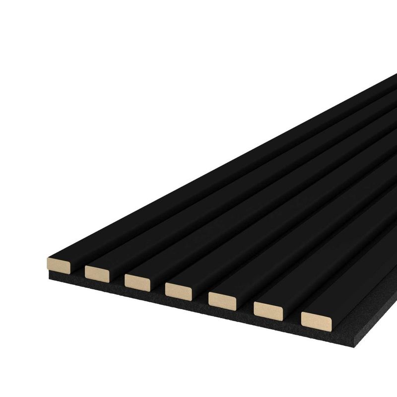 Casa si Gradina - Gradina si terasa - Garduri, panouri si accesorii - Riflaj MDF decorativ LDA PREMIUM de tip Panou Acustic, Negru, 260x40 cm - Infinity.ro