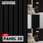 Casa si Gradina - Gradina si terasa - Garduri, panouri si accesorii - Riflaj MDF decorativ LDA PREMIUM de tip Panou Acustic, Negru, 260x40 cm - Infinity.ro