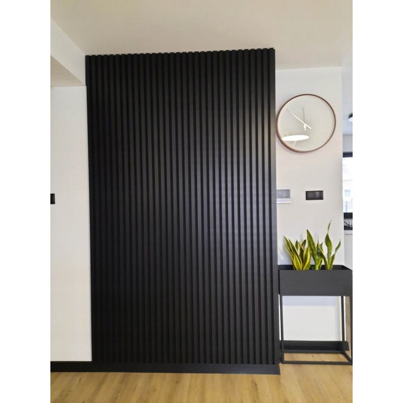 Casa si Gradina - Gradina si terasa - Garduri, panouri si accesorii - Riflaj MDF decorativ LDA PREMIUM de tip Panou Acustic, Negru, 260x40 cm - Infinity.ro
