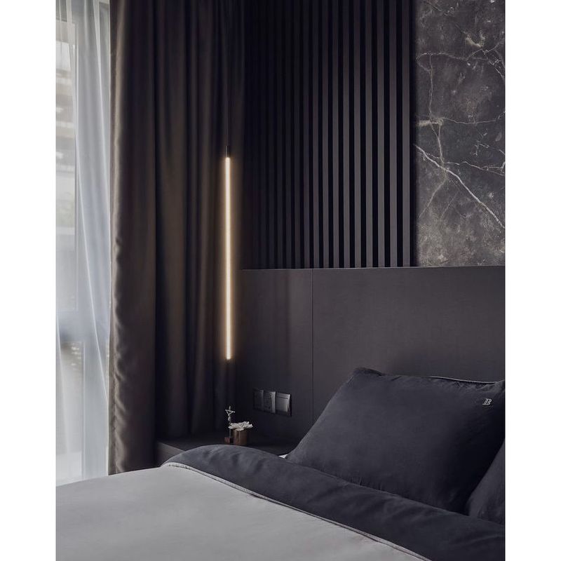 Casa si Gradina - Gradina si terasa - Garduri, panouri si accesorii - Riflaj MDF decorativ LDA PREMIUM de tip Panou Acustic, Negru, 260x40 cm - Infinity.ro