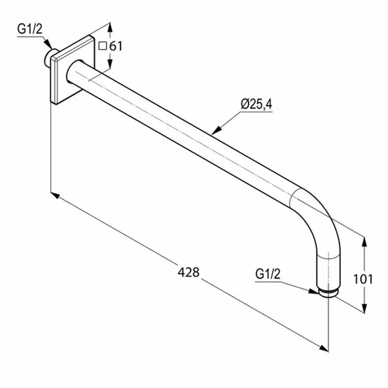 Casa si Gradina - Sanitare - Lavoar baie si accesorii - Accesorii baterii sanitare - Brat dus Kludi A-QA 40 cm crom - Infinity.ro