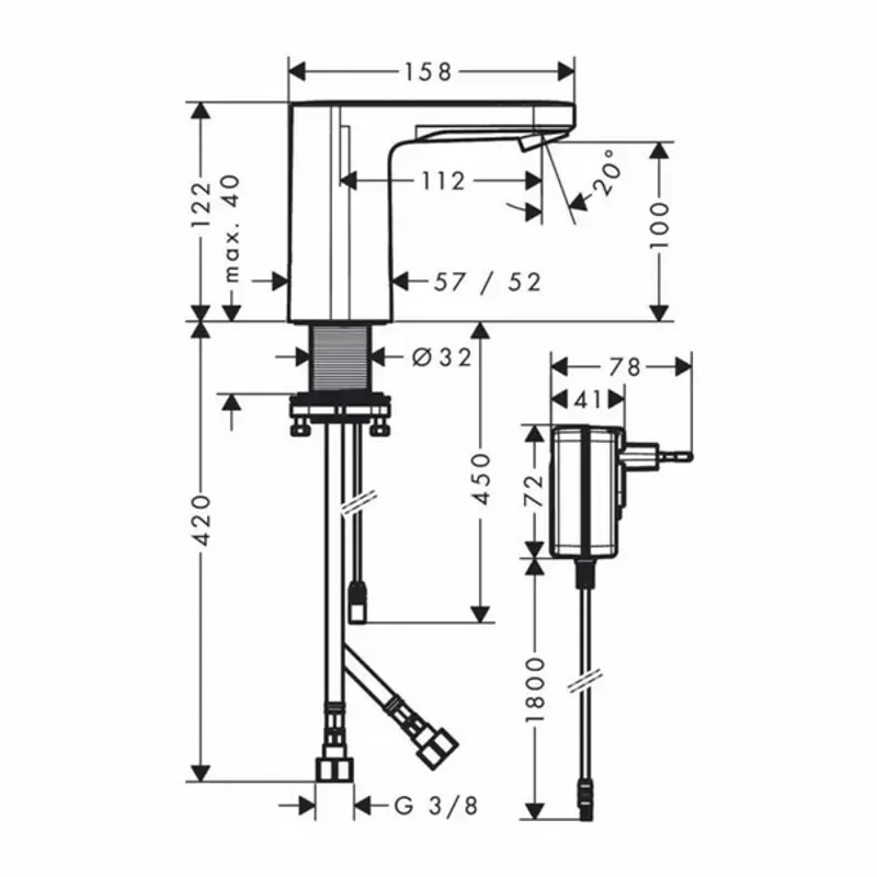 Casa si Gradina - Sanitare - Lavoar baie si accesorii - Baterii sanitare - Baterie lavoar electronica Hansgrohe Vernis Blend alimentare la retea crom lucios - Infinity.ro