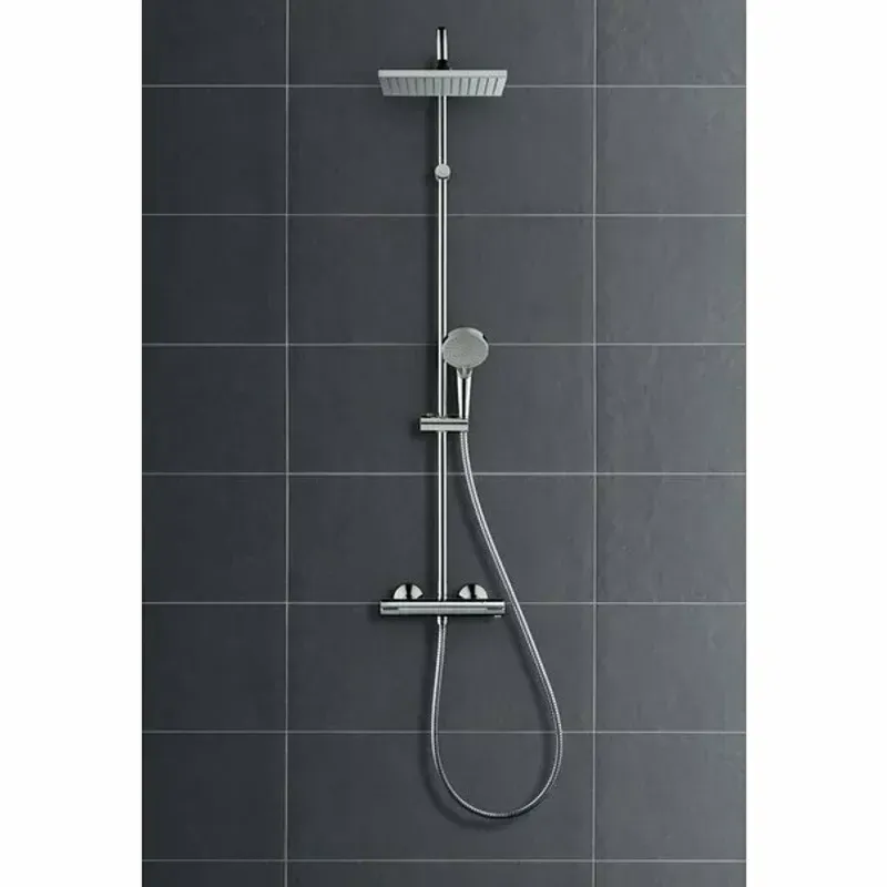 Casa si Gradina - Sanitare - Cazi si cabine de dus - Coloane si seturi de dus - Coloana de dus cu baterie termostatata Hansgrohe Vernis Shape 230 cu 2 functii - Infinity.ro