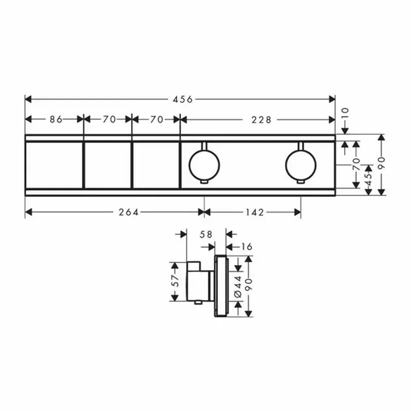 Casa si Gradina - Sanitare - Lavoar baie si accesorii - Baterii sanitare - Baterie cada - dus incastrata Hansgrohe RainSelect termostatata negru mat 2 functii - Infinity.ro