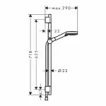 Casa si Gradina - Sanitare - Cazi si cabine de dus - Coloane si seturi de dus - Set de dus cu bara 70 cm Hansgrohe Vernis Blend Vario 100 negru mat 2 functii - Infinity.ro
