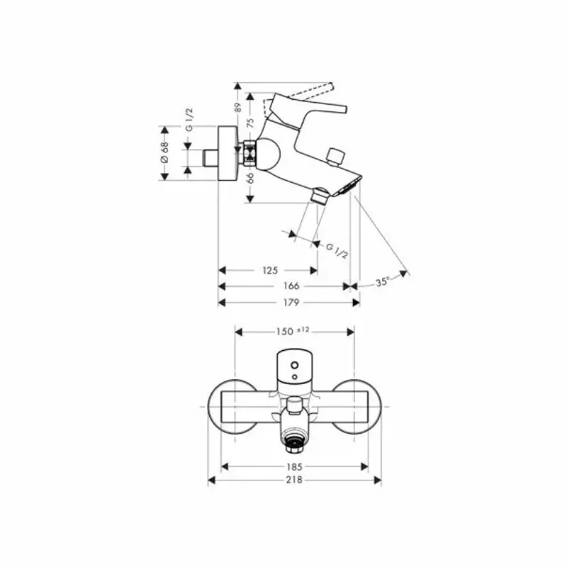 Casa si Gradina - Sanitare - Lavoar baie si accesorii - Baterii sanitare - Baterie cada - dus Hansgrohe Talis S crom lucios - Infinity.ro