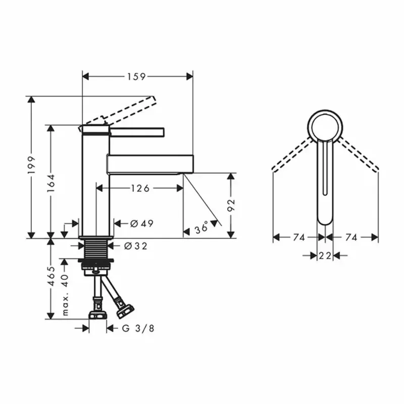 Casa si Gradina - Sanitare - Lavoar baie si accesorii - Baterii sanitare - Baterie lavoar monocomanda Hansgrohe Finoris 100 cu ventil Pop-Up crom - Infinity.ro