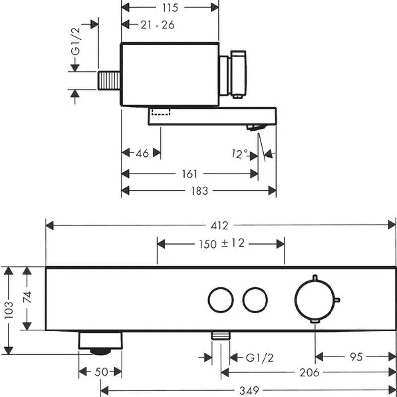 Casa si Gradina - Sanitare - Lavoar baie si accesorii - Baterii sanitare - Baterie cada-dus termostatata Hansgrohe ShowerTablet Select - Infinity.ro