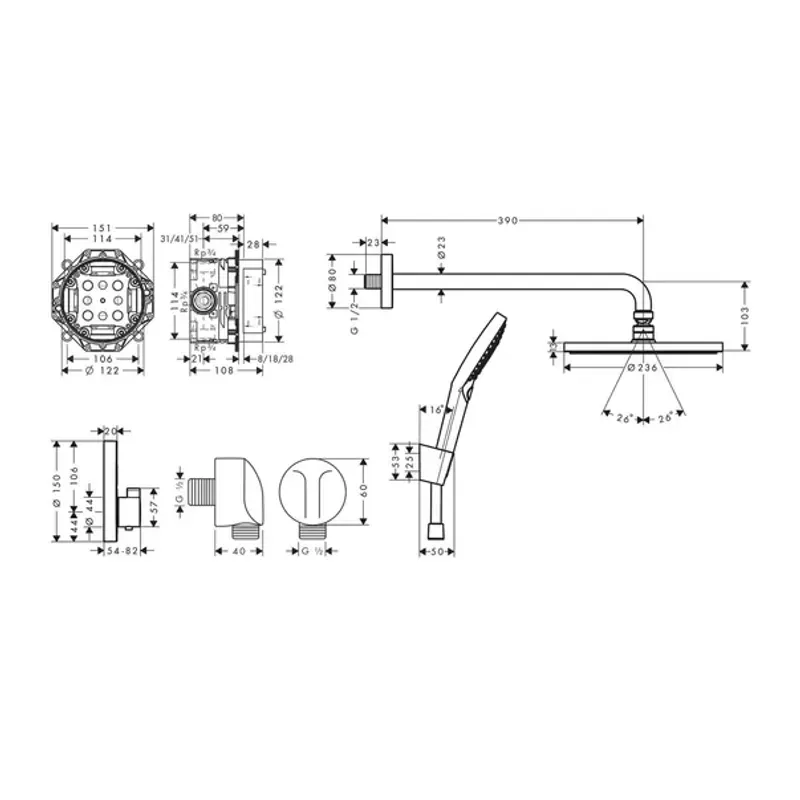 Casa si Gradina - Sanitare - Cazi si cabine de dus - Coloane si seturi de dus - Sistem de dus incastrat Hansgrohe Raindance Select S 240 negru mat - Infinity.ro