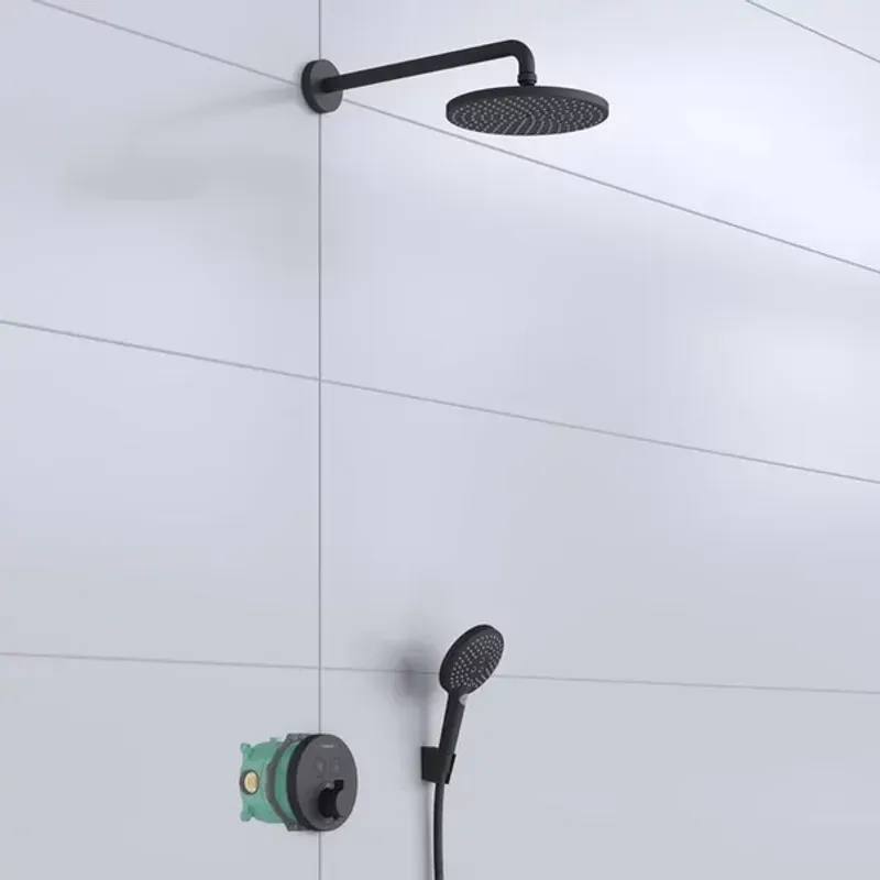 Casa si Gradina - Sanitare - Cazi si cabine de dus - Coloane si seturi de dus - Sistem de dus incastrat Hansgrohe Raindance Select S 240 negru mat - Infinity.ro