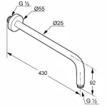 Casa si Gradina - Sanitare - Lavoar baie si accesorii - Accesorii baterii sanitare - Brat de dus Kludi A-QA 430 mm - Infinity.ro